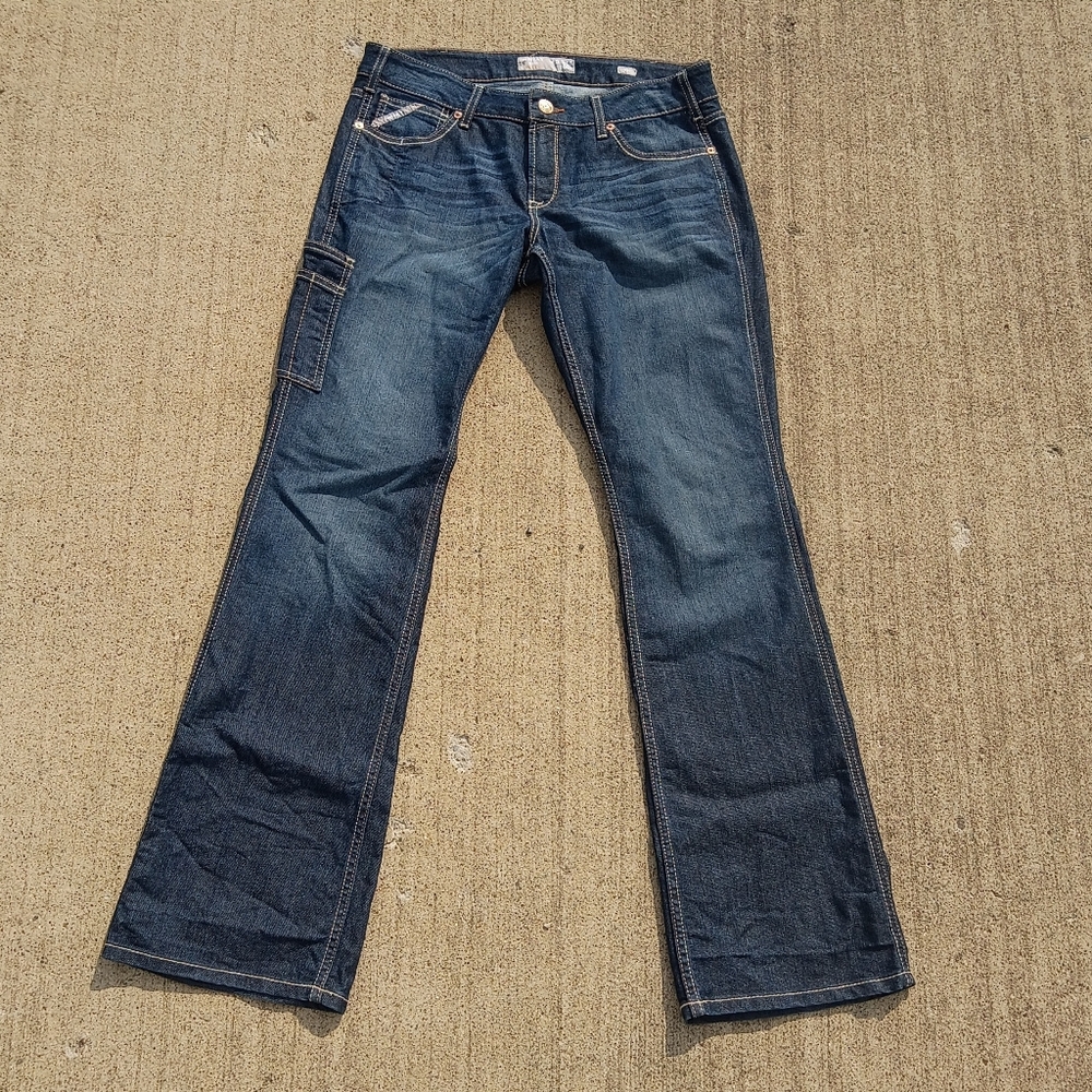 Ariat Rebar Mid Rise Boot Cut Blue Carpenter Jeans Womens Size 31L